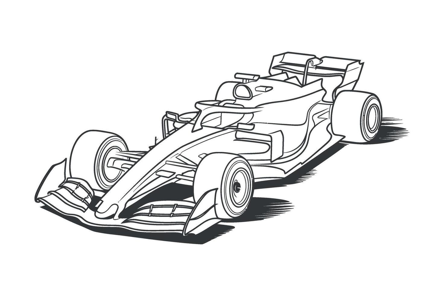Line art illustration of a modern Formula 1 race car design showcasing speed and power vector