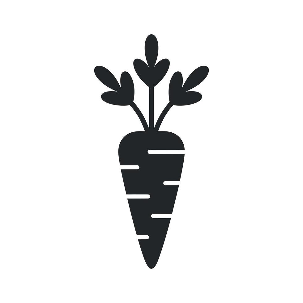 Simple Black and White Carrot Vegetable Icon Illustration vector