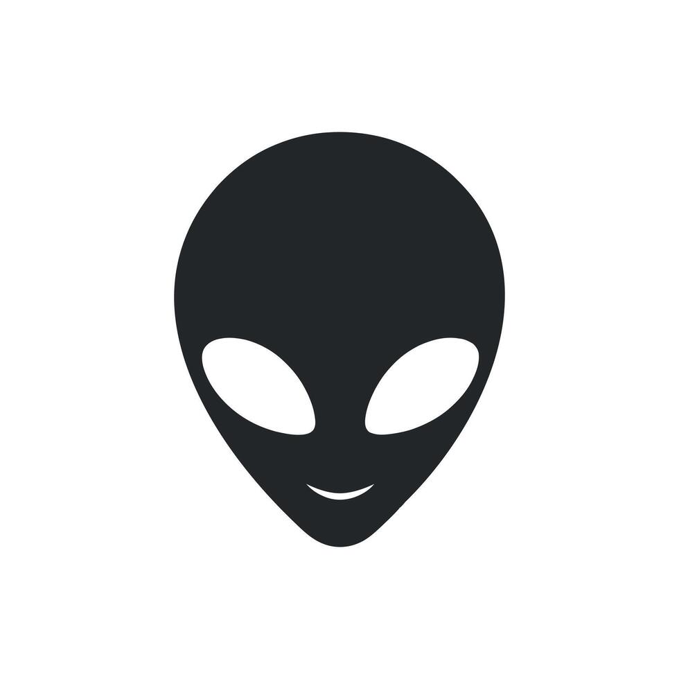 Simple Grey Alien Head Icon Illustration for Websites and Applications vector