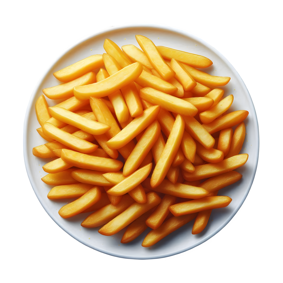 A pile of fried golden potato sticks on plate png