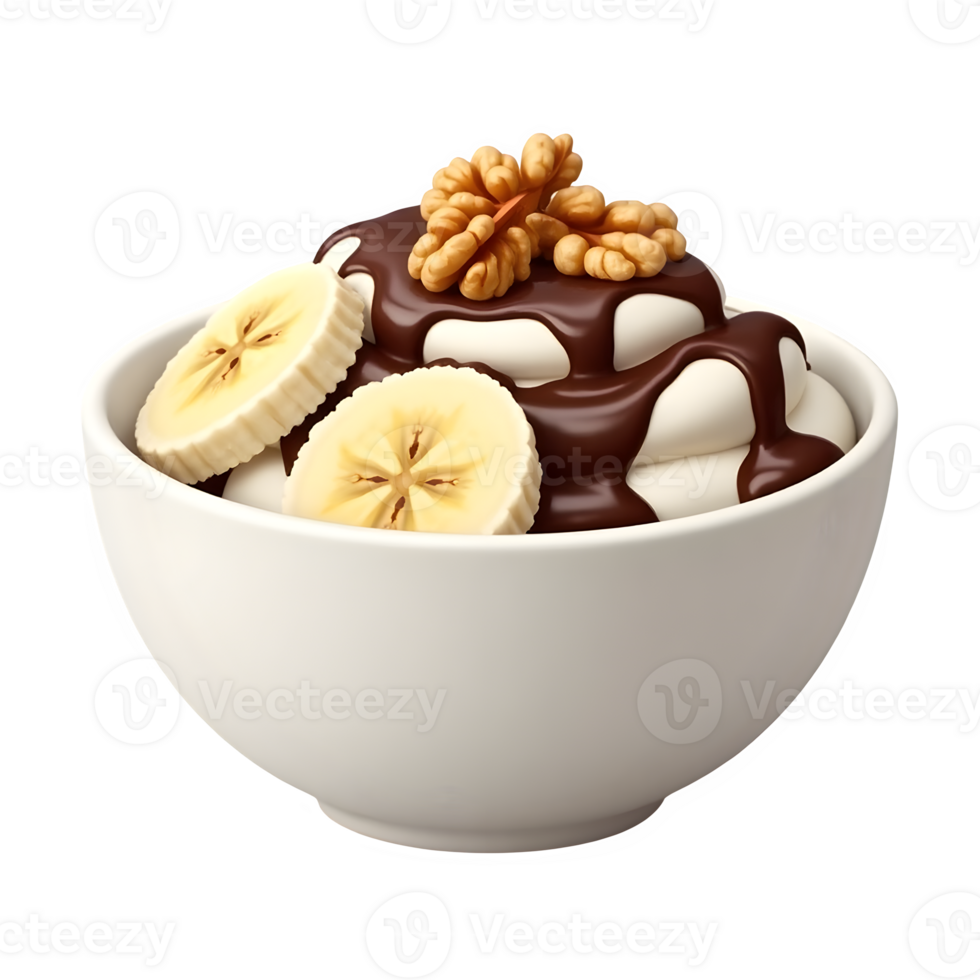 A Delicious Bowl of Ice Cream With Banana And Nuts png