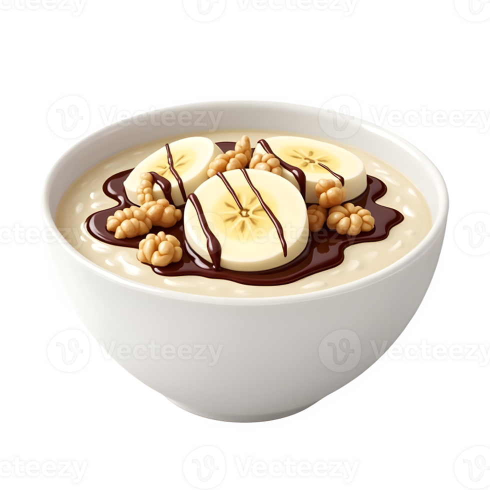 Delicious and Nutritious Oatmeal with Banana Walnut and Chocolate png