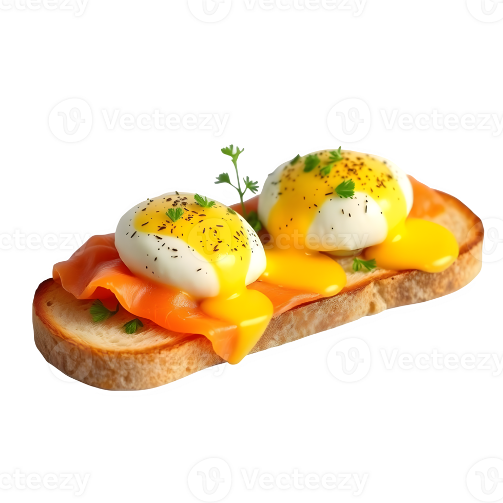 Eggs Benedict Toast with Smoked Salmon Delicious Breakfast Recipe png