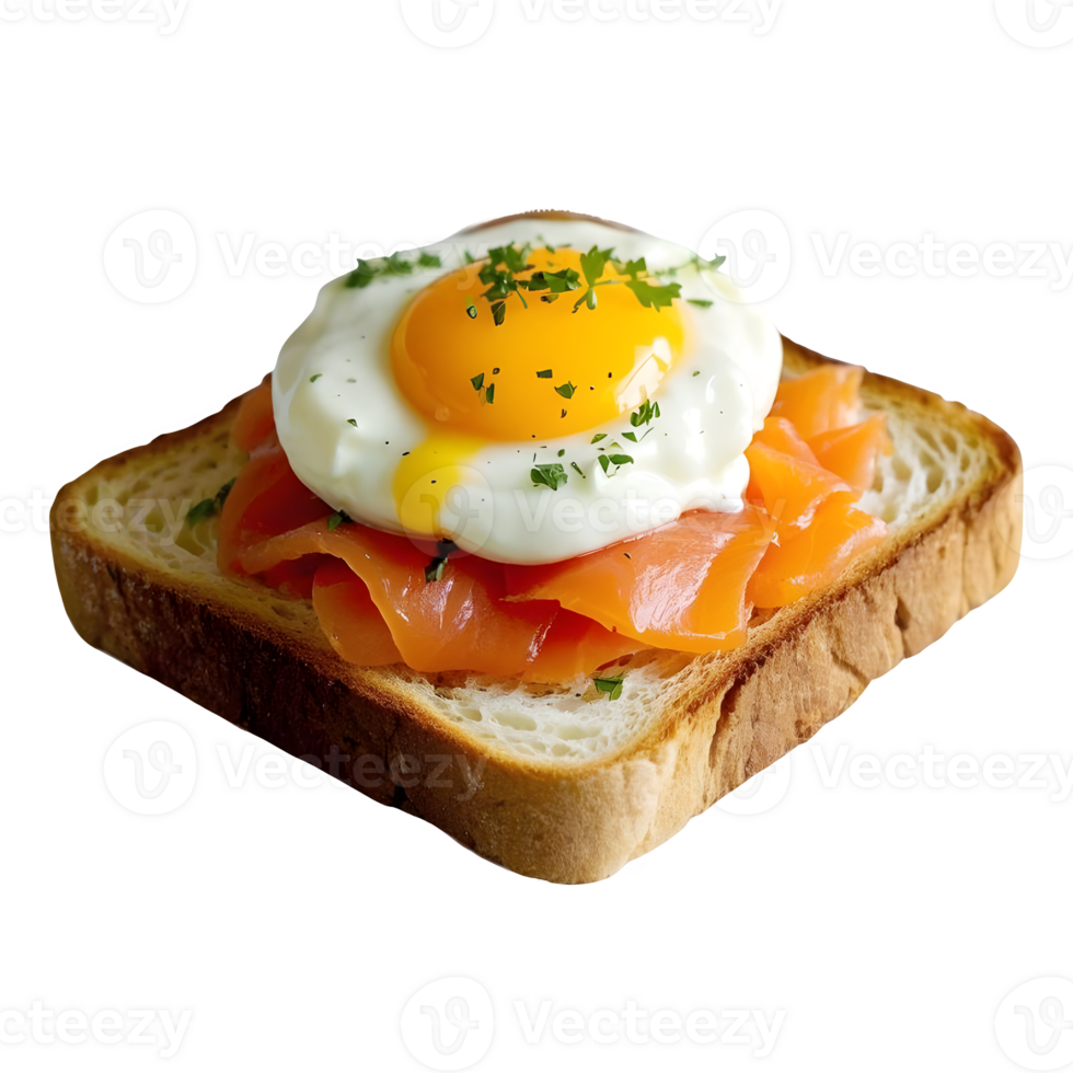 Delicious Smoked Salmon Toast with Fried Egg Recipe Idea png