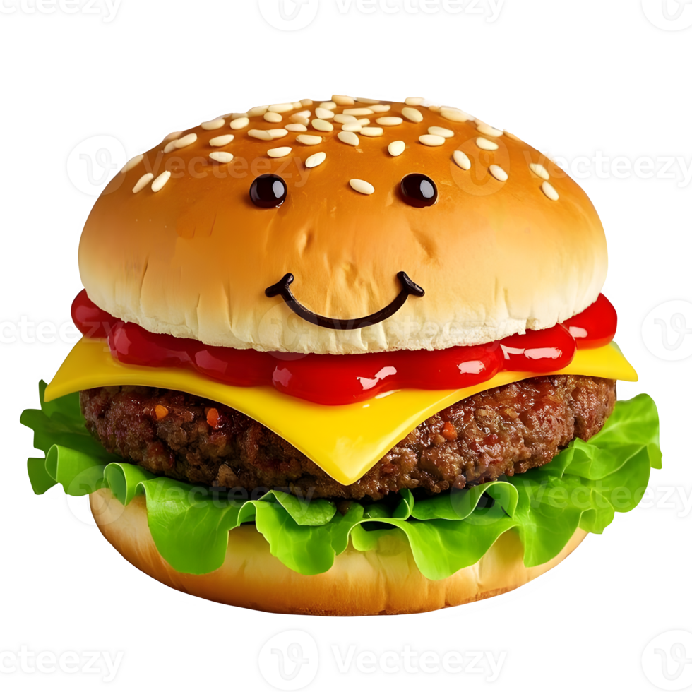 Delicious Looking Burger with Cheese and Fresh Green Lettuce png
