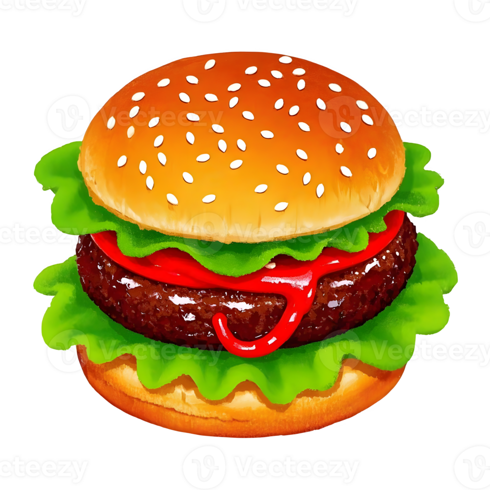 Delicious and Fresh Burger with Vegetables Food and Meat png