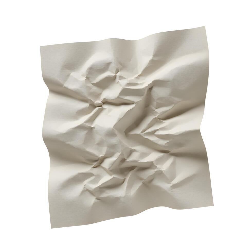 Crumpled Beige Paper Texture, Abstract Background for Creative Projects and Mockups photo