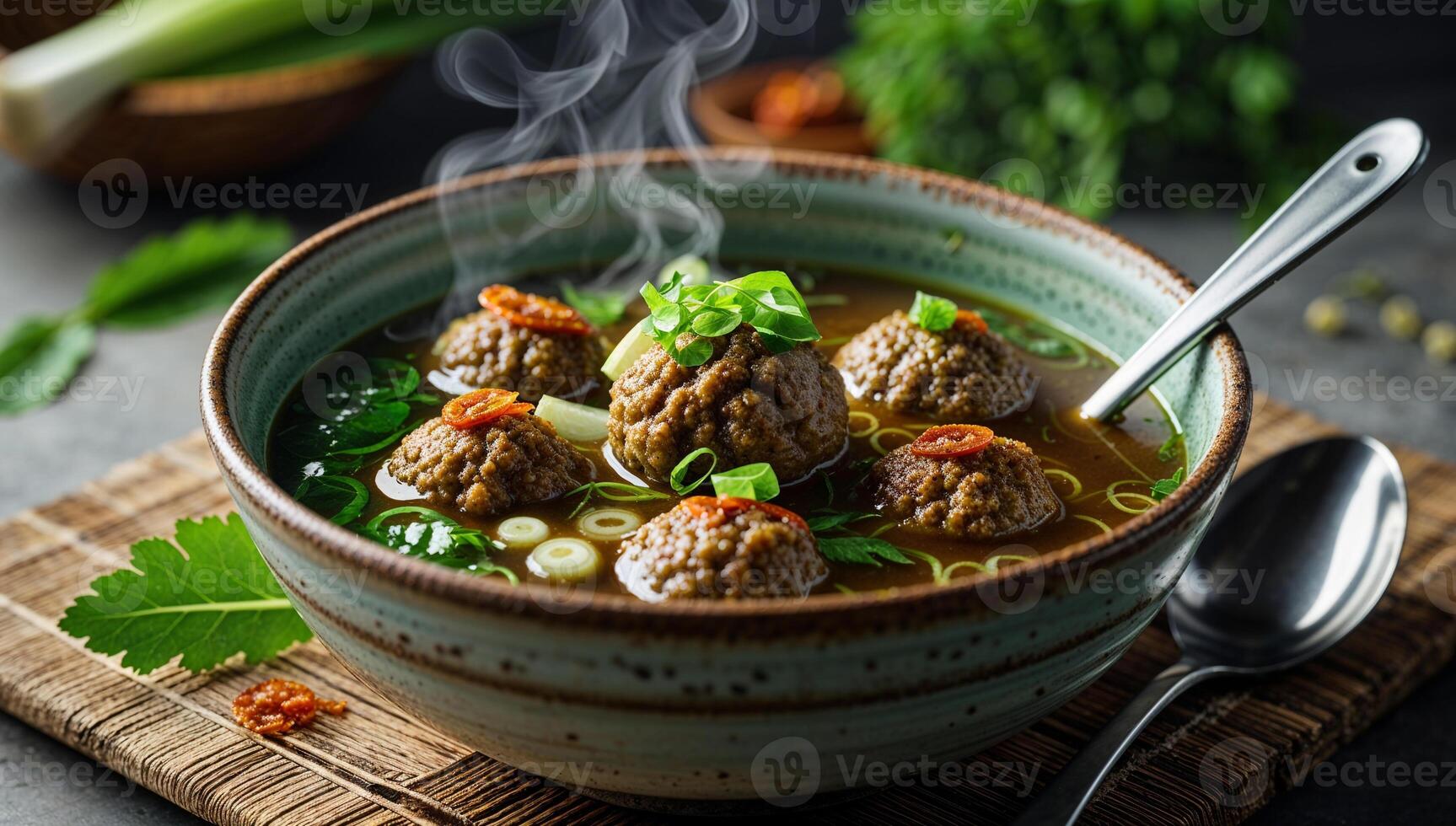 Serving a bowl of meatballs photo