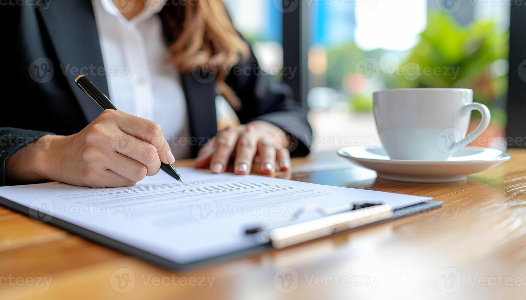 Signing the loan application form photo