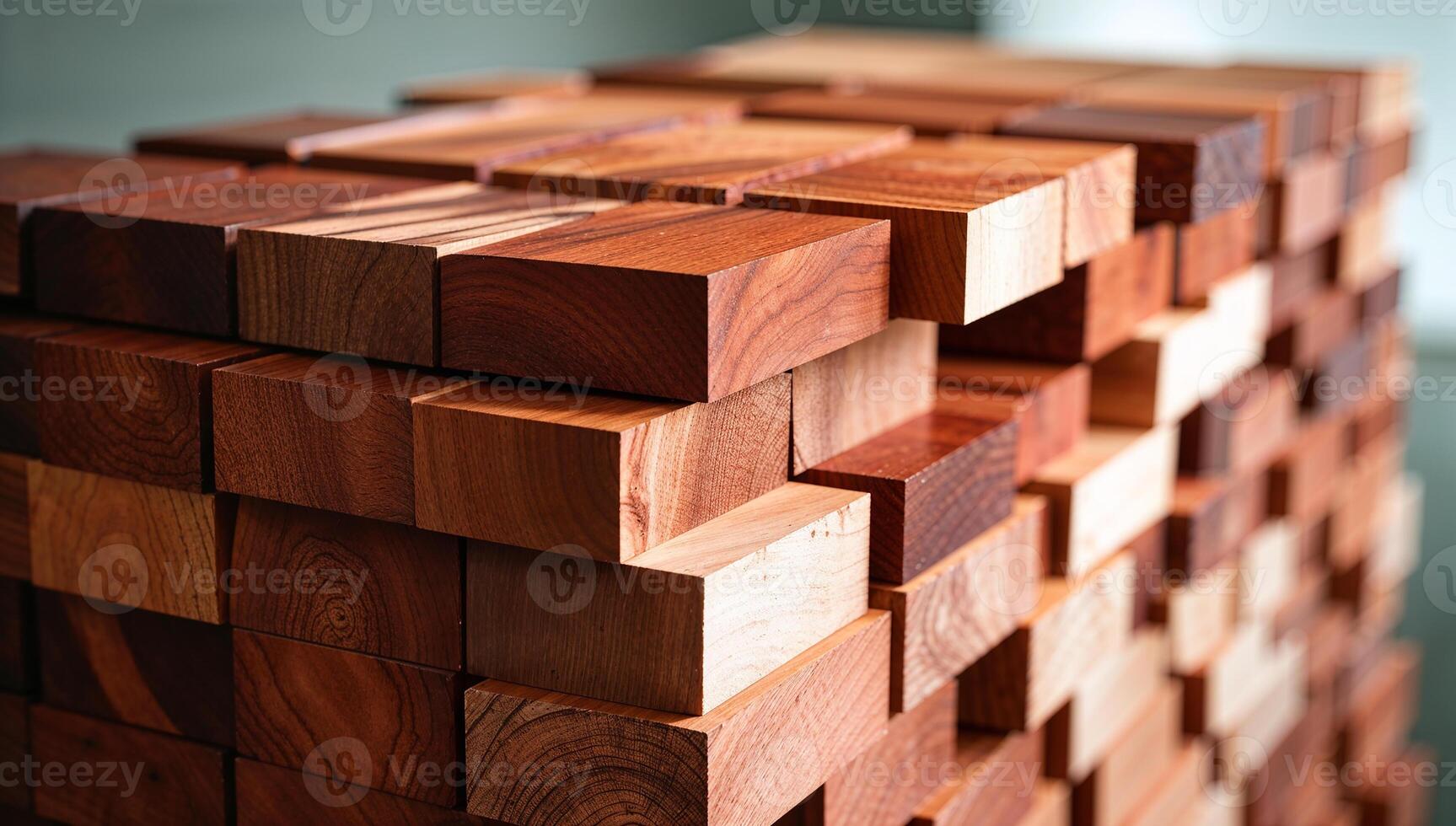 Background and texture of stack of teak wood blocks 4 photo