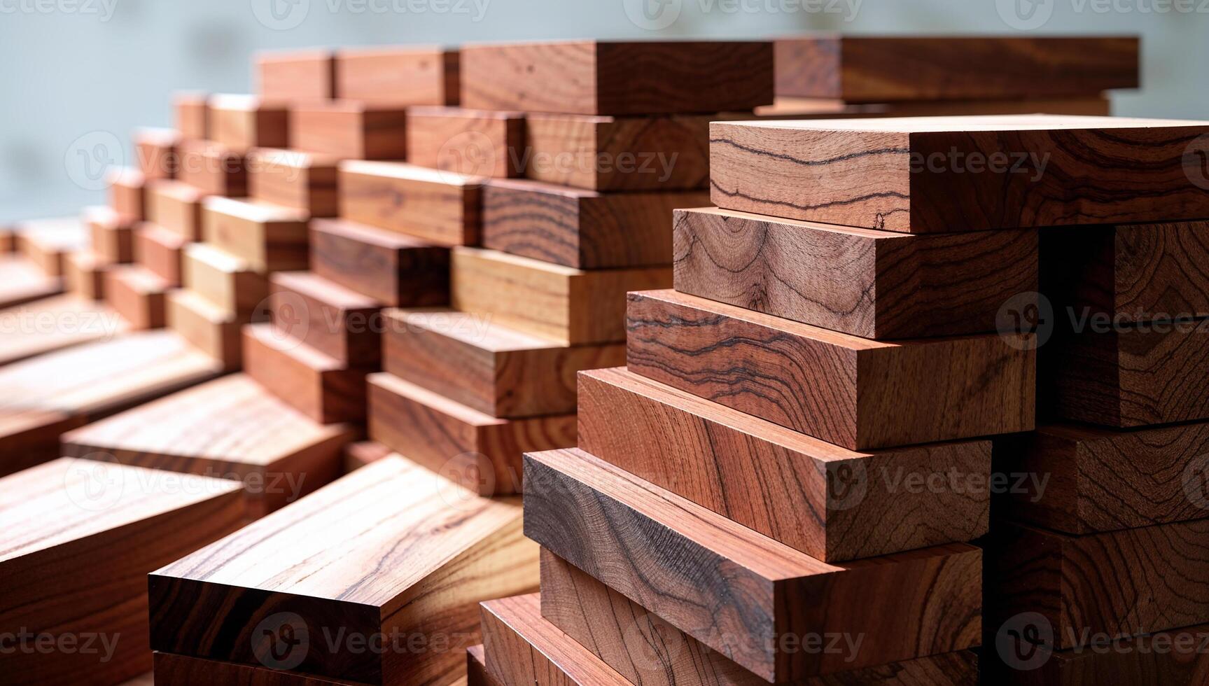 Background and texture of stack of teak wood blocks 3 photo