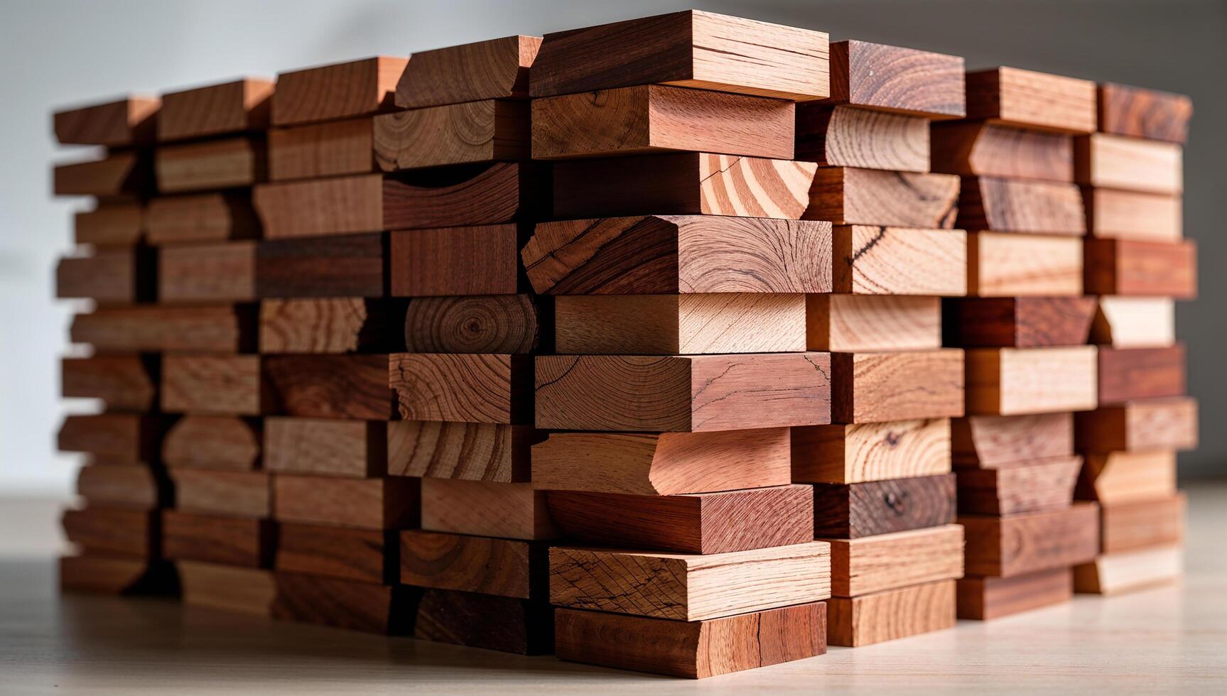 Background and texture of stack of teak wood blocks 7 photo