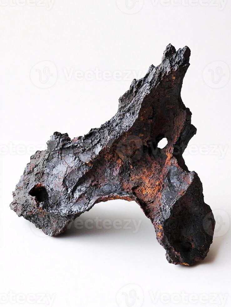 A solitary piece of dried volcanic rock highlights its distinct texture and deep colors, ideal for scientific exploration or creative endeavors. photo