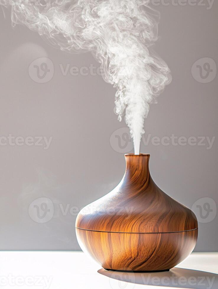 This sleek essential oil diffuser releases a soothing mist, elevating the ambiance of any space with its contemporary style and adaptability. photo