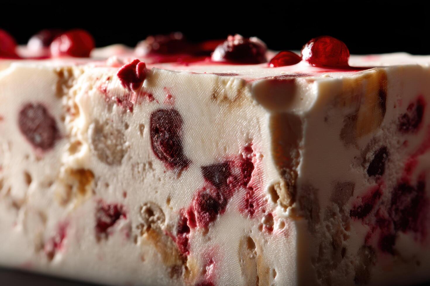 A close-up of a creamy, elegant semifreddo dessert captures its luscious texture and delicate garnish photo