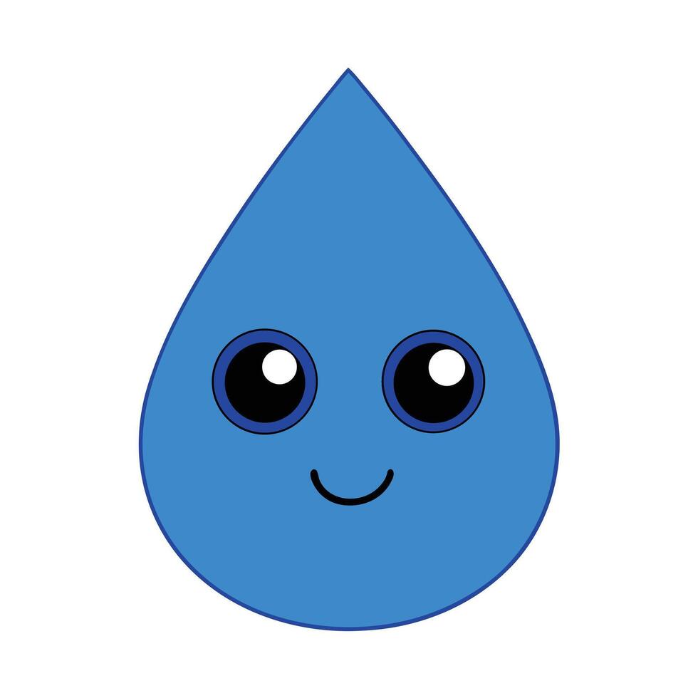 Kawaii blue teardrop vector