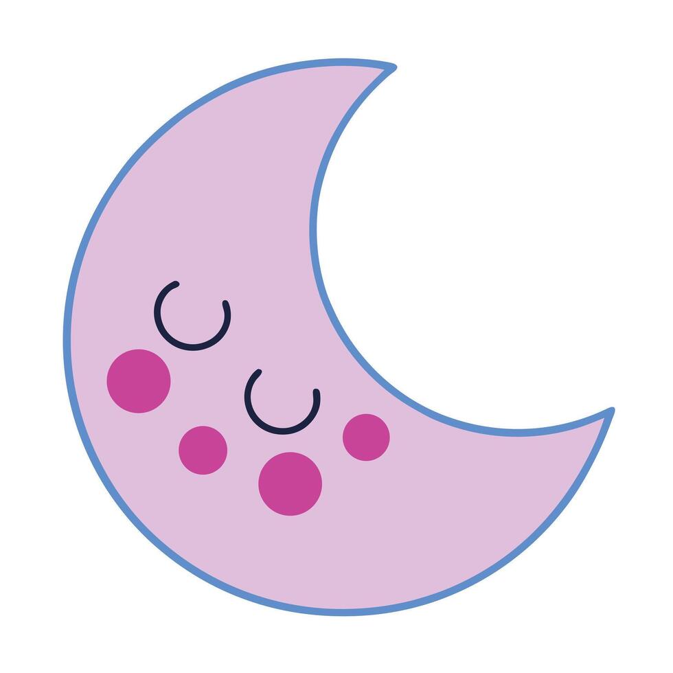 Kawaii sleepy moon vector