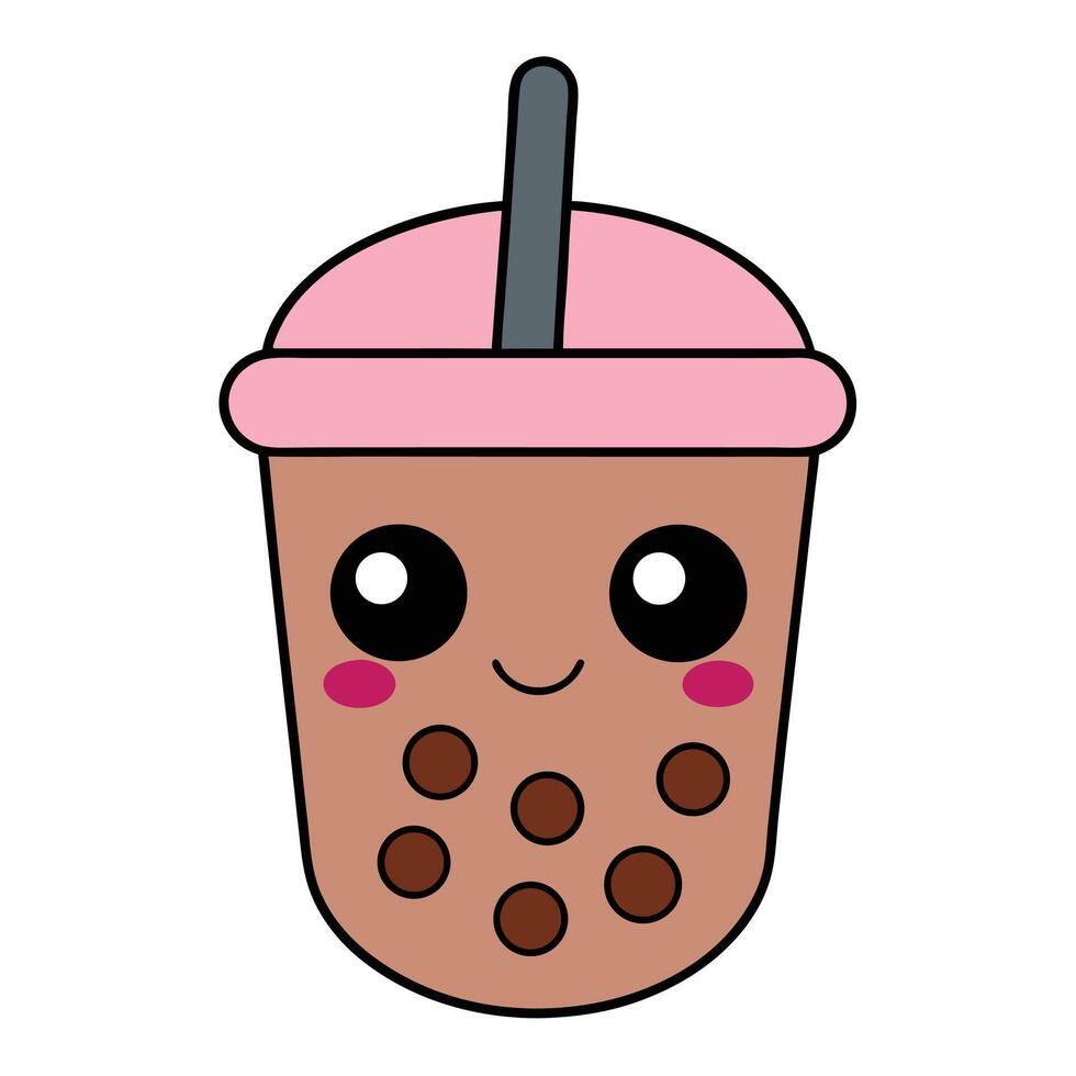Kawaii bubble tea cup vector
