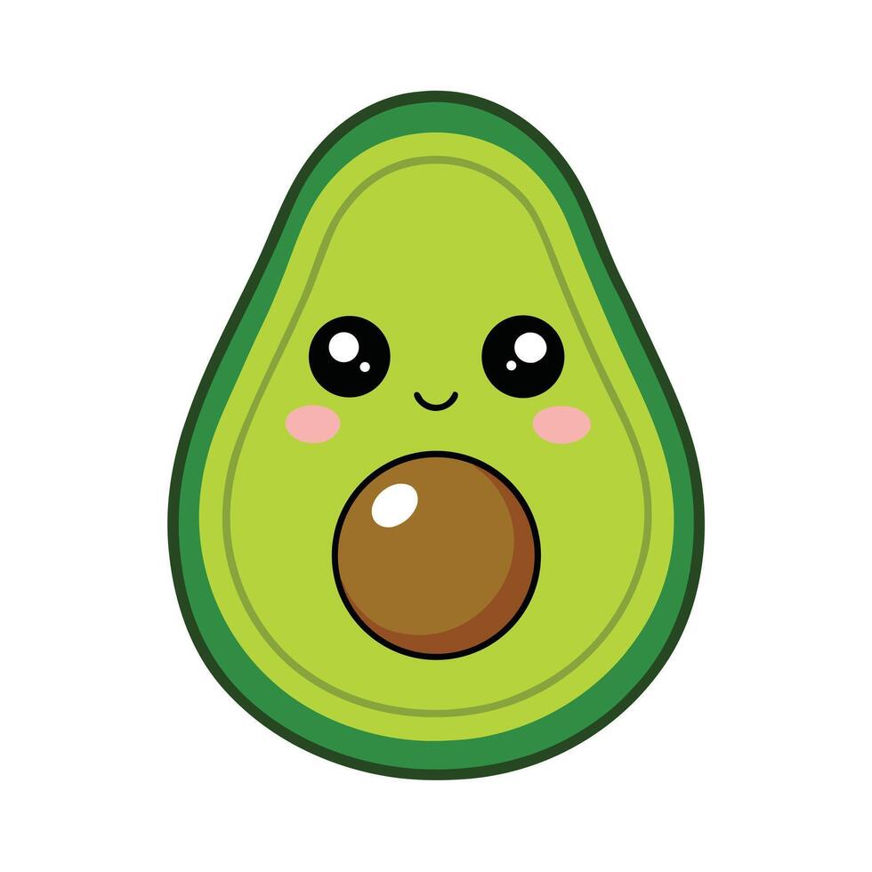 Kawaii avocado half vector