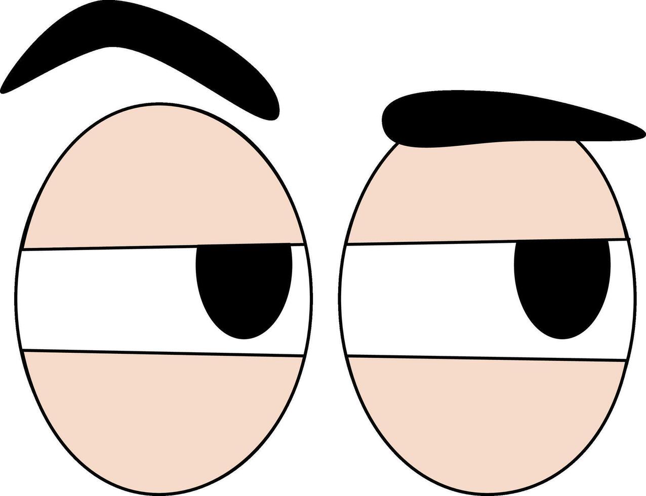 Suspicious eyes with looking a head and one eyebrow up illustrations design vector