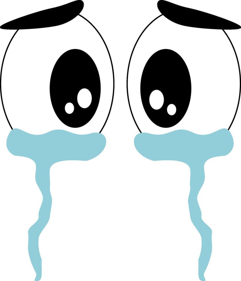 Crying eyes Illustrations design, eyebrow with crying eye, tears wet the cheeks vector