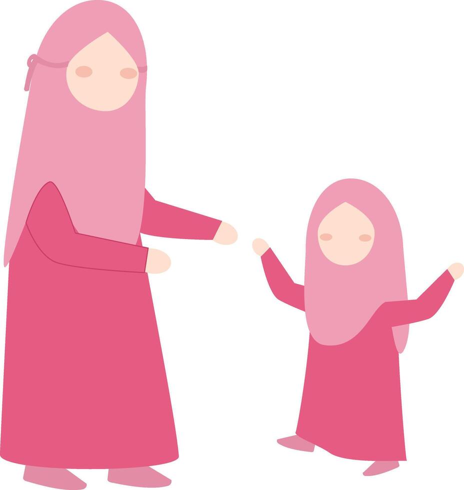 mother teaches child to walk, child walks towards mother vector