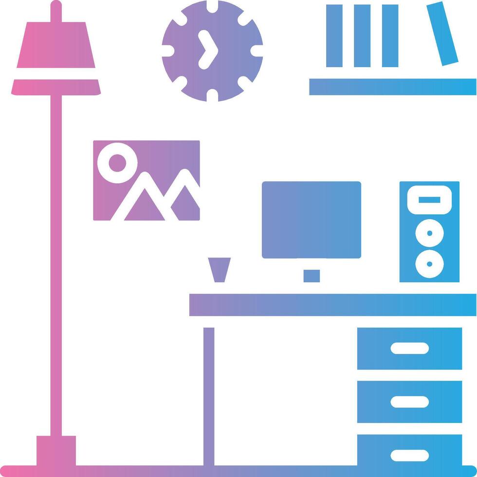 Computer Desk Vibrant Visual Object vector