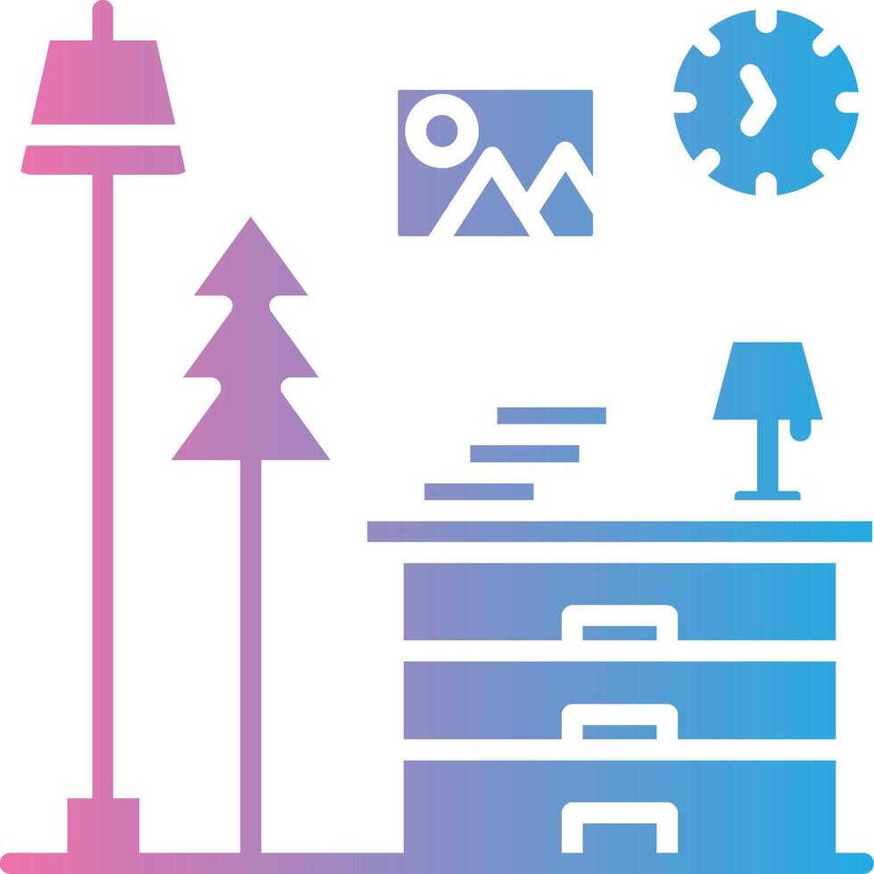 Bedside Table Bright Flat Artwork vector