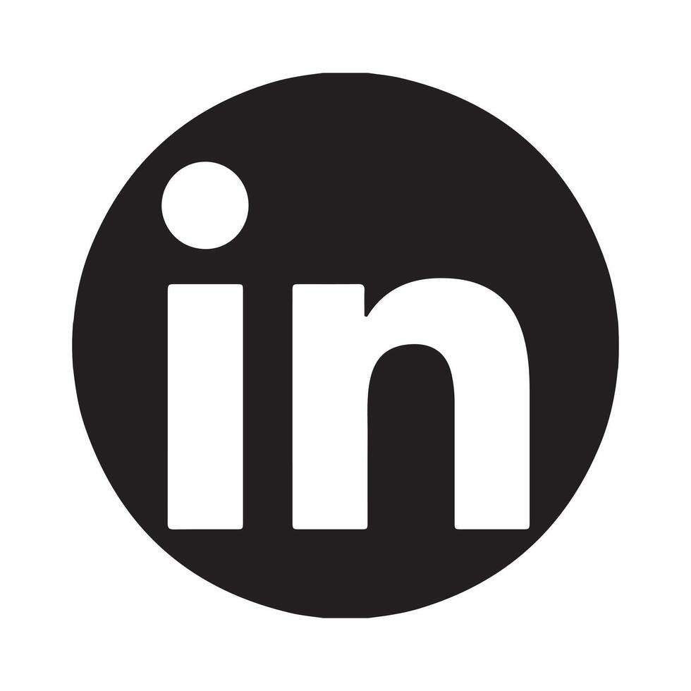 LinkedIn Logo Icon in Black Circle vector