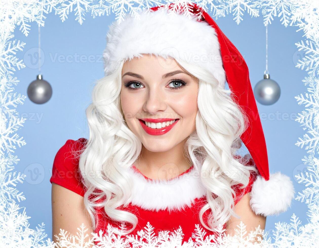 merry christmas card female santa photo