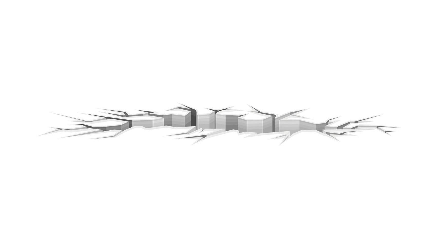 Ground crack with hole destruction effect. Fractures on surface, earthquake crevices illustration vector