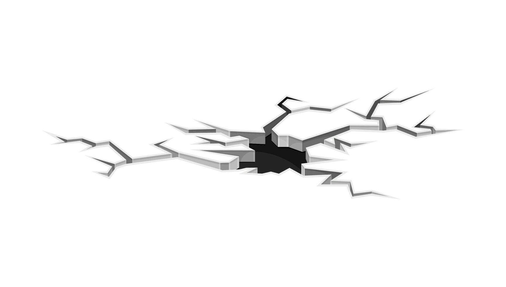Black fractures and hole on land surface. Faults on ground, disaster or drought crevices illustration vector