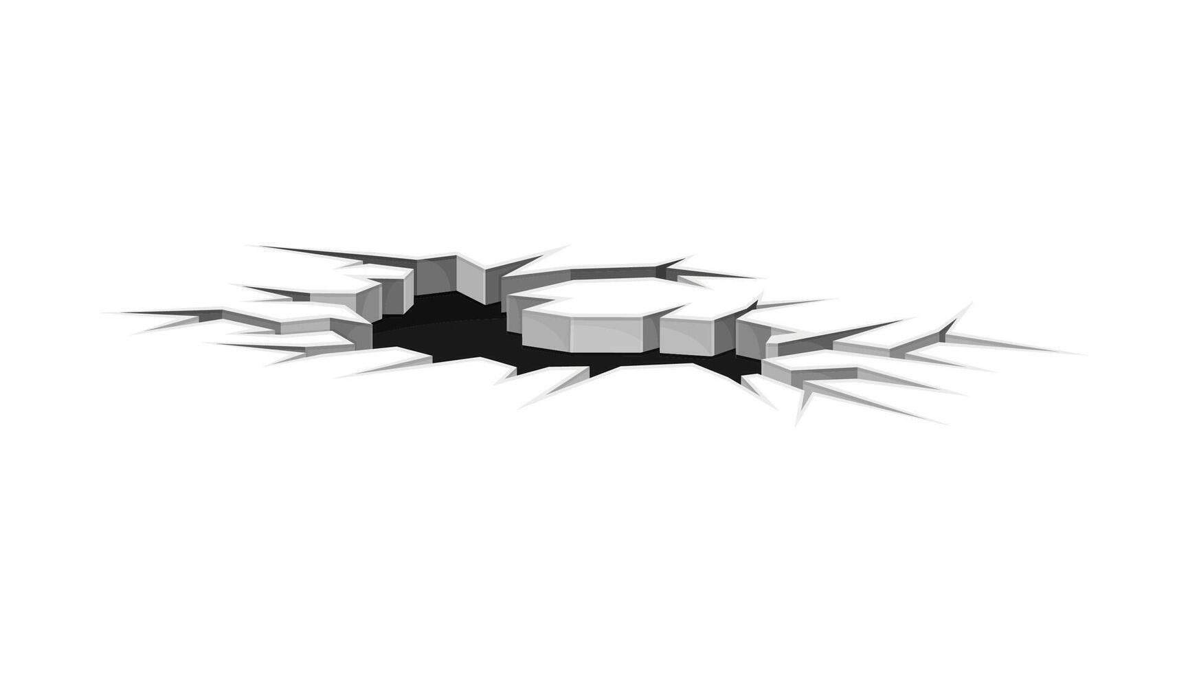 Black fractures on land surface. Faults on ground, disaster or drought crevices illustration vector