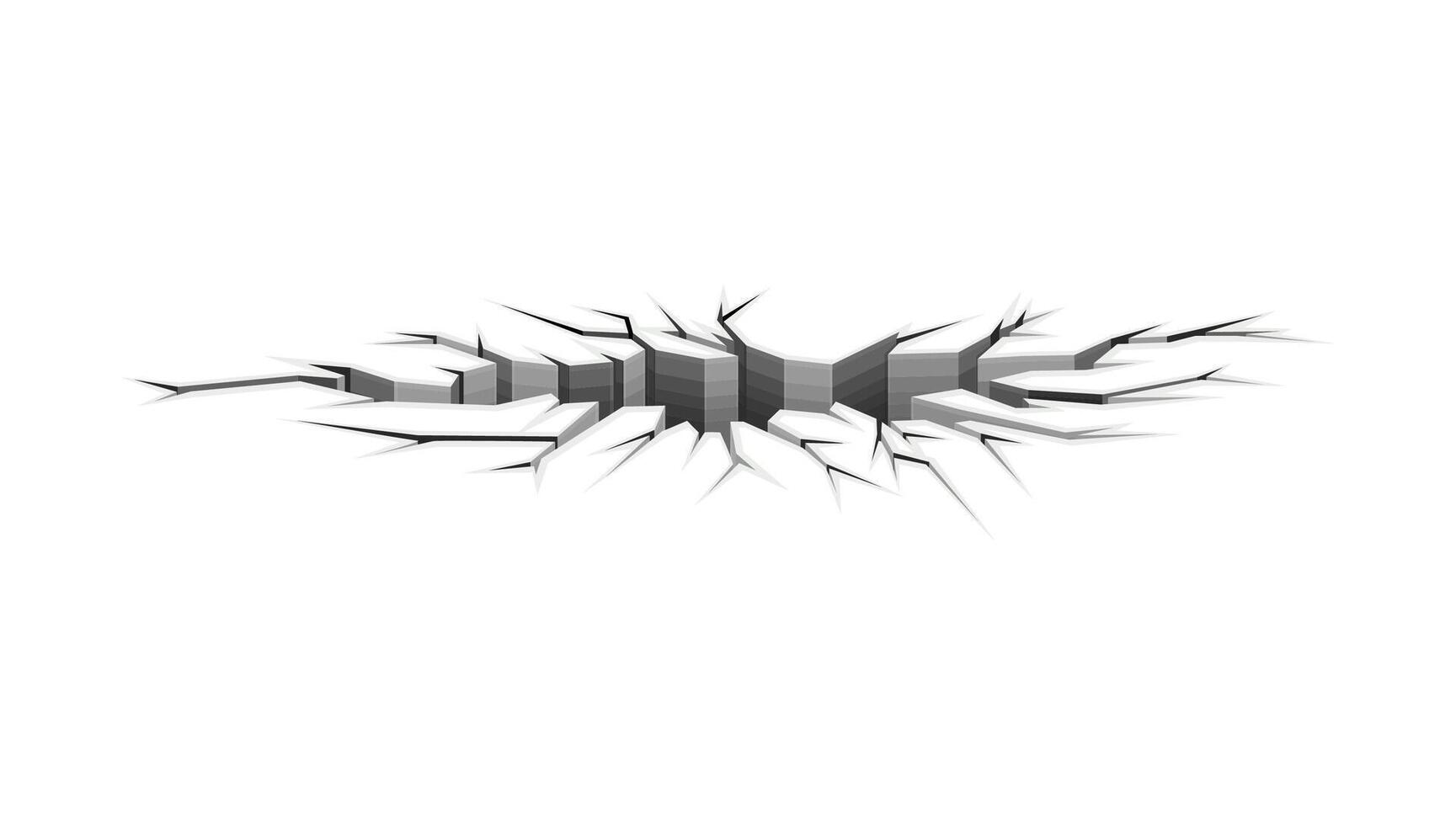 Black fractures on land surface. Faults on ground, disaster crevices, earth or ice break illustration vector