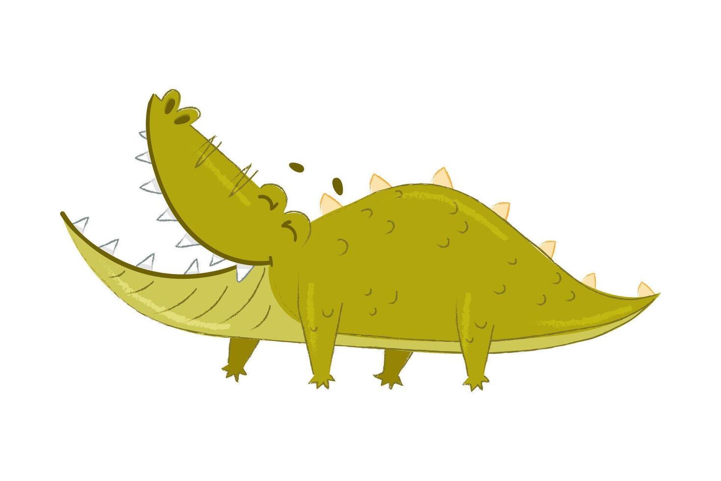 Cute Crocodile Character with Open Mouth Laughing Out Loud Illustration vector