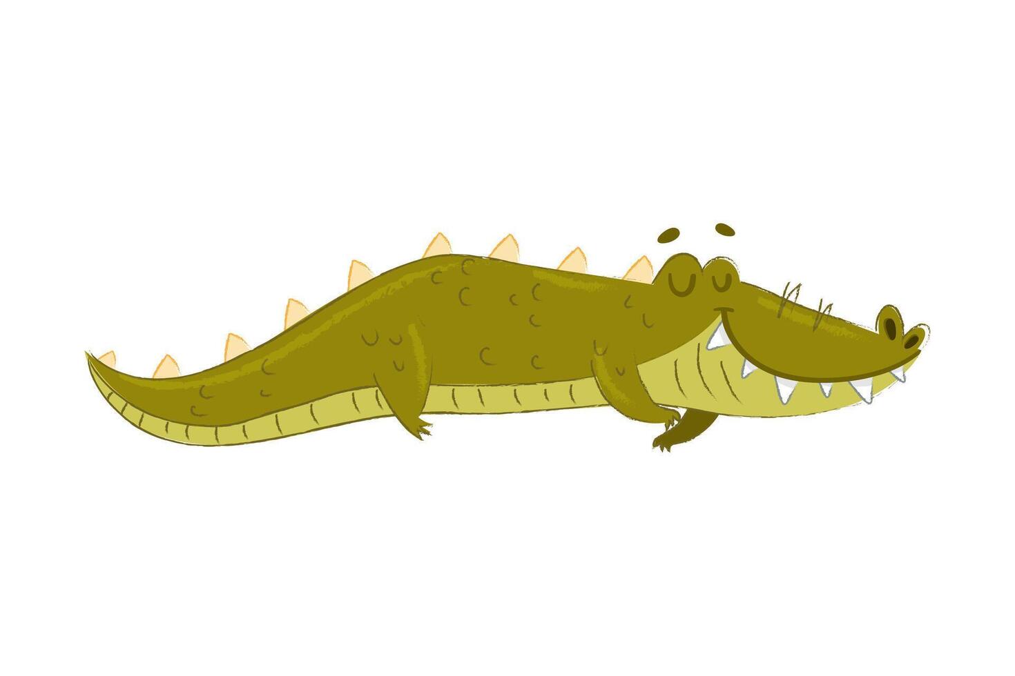 Cute Crocodile Character with Closed Eyes Sleeping Illustration vector