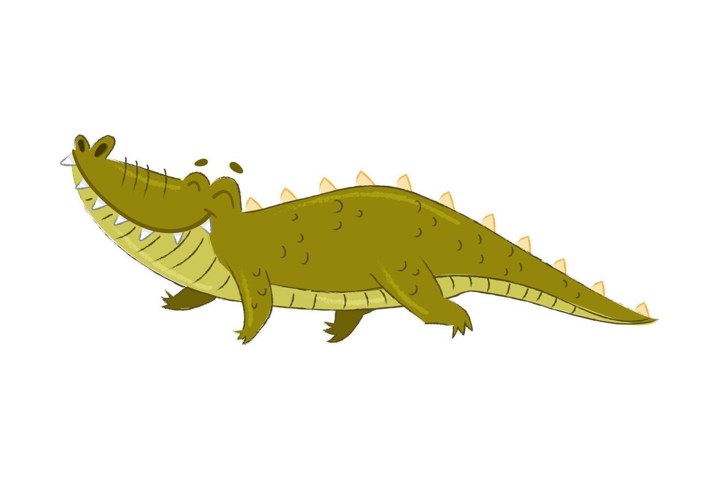Cute Crocodile Character Walking and Smiling Illustration vector