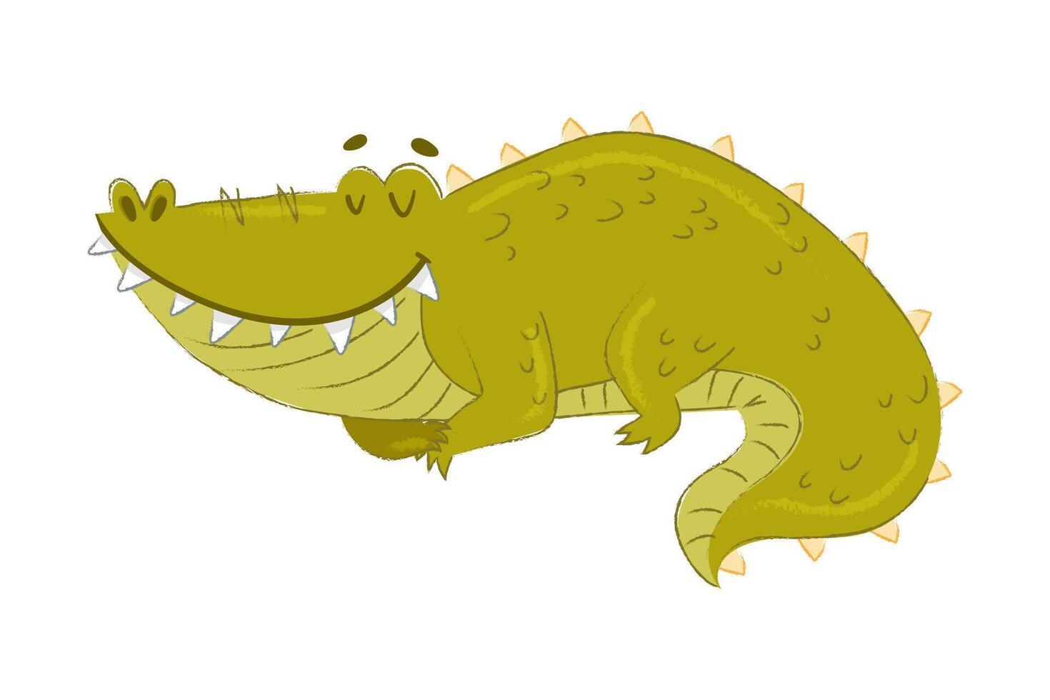 Cute Crocodile Character Cuddling and Sleeping Illustration vector