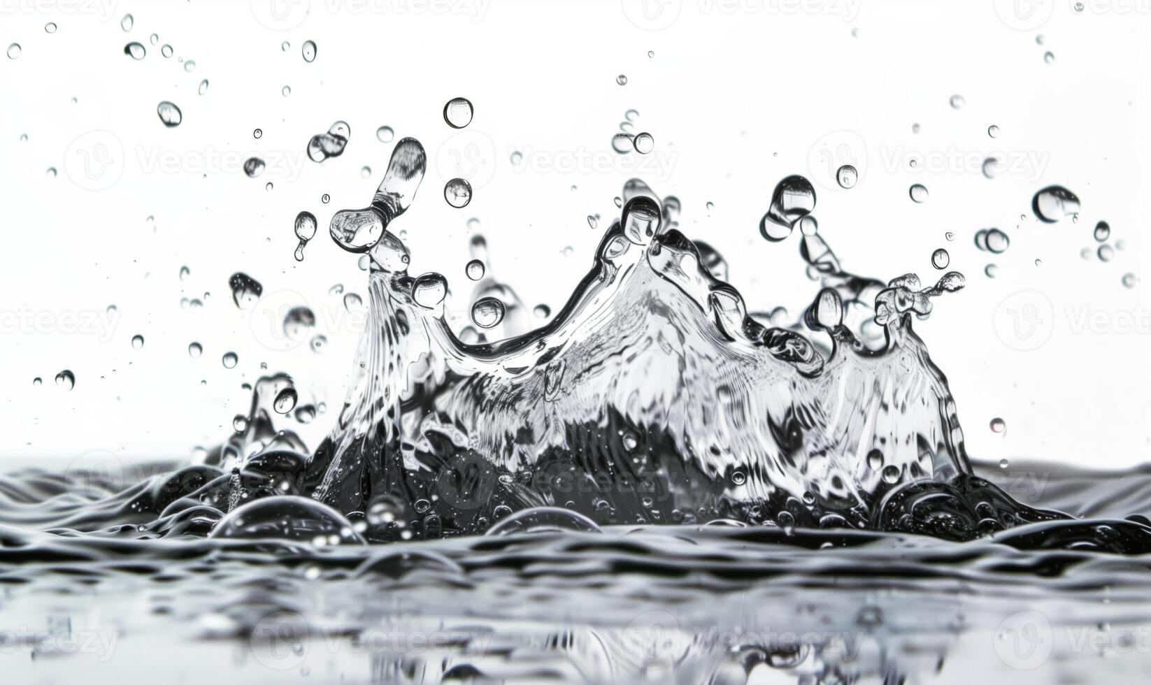 Dynamic water splash captured against a pure white background photo