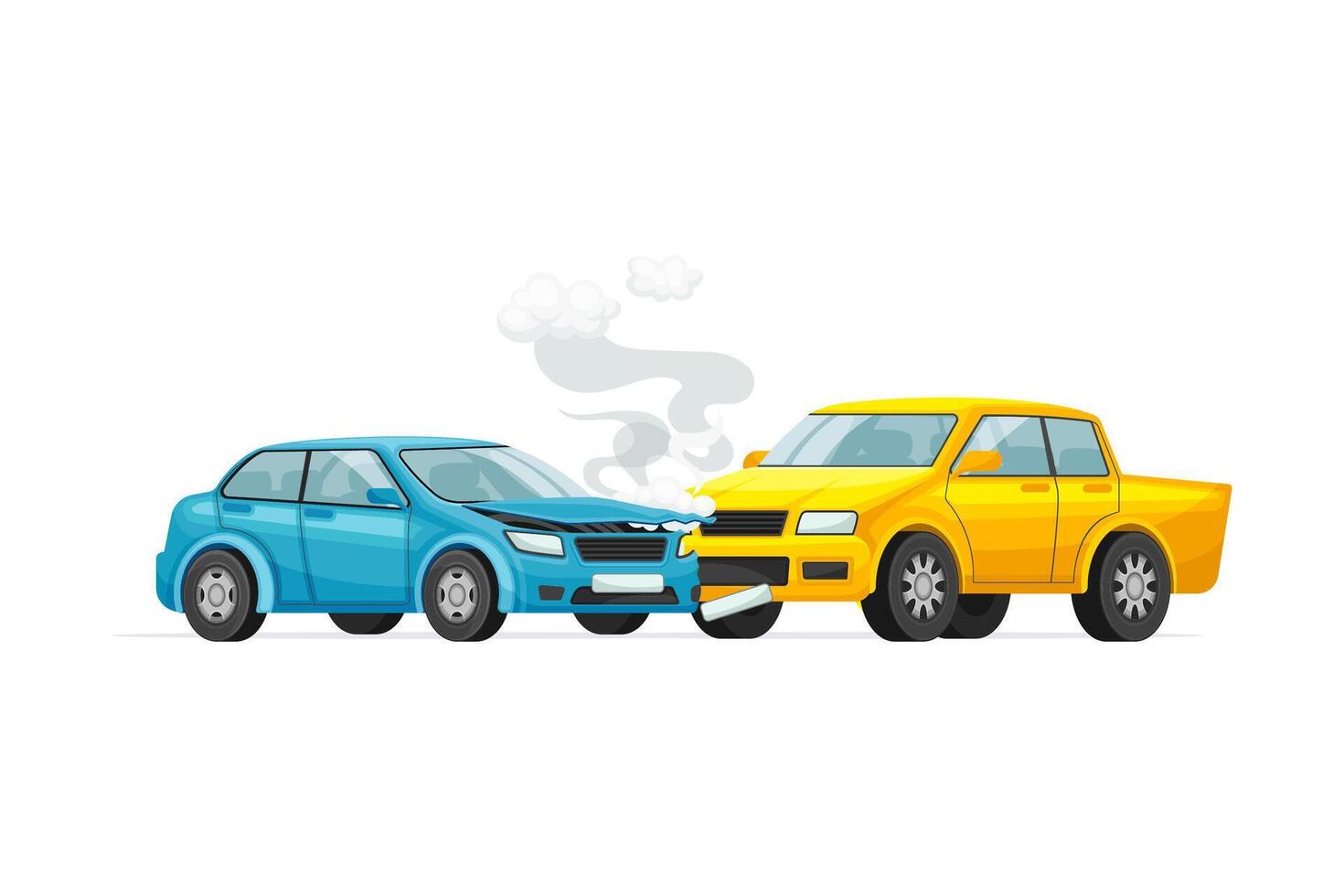 Two cars involved in car wreck. Car insurance case illustration vector