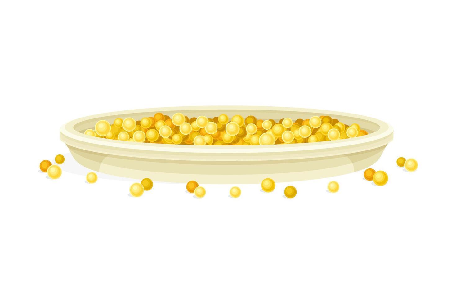 Mustard Yellow Seeds Piled on Plate Illustration vector