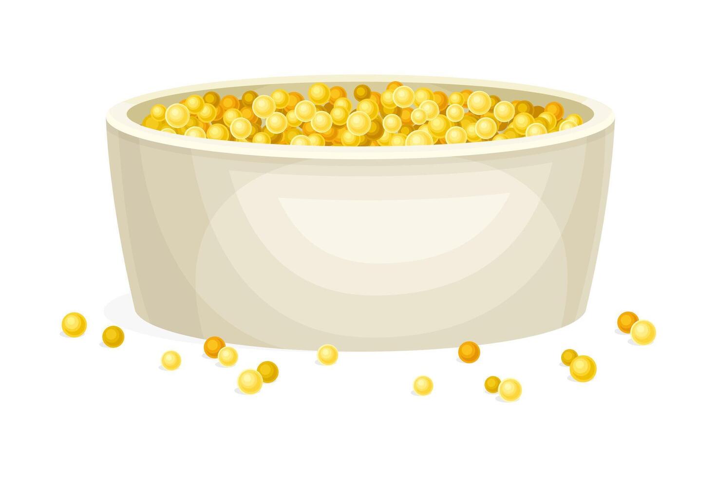 Mustard Yellow Seeds Piled in Bowl Illustration vector