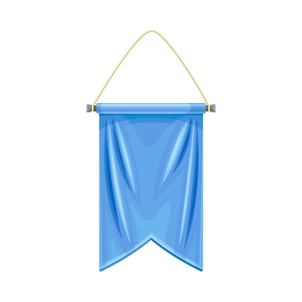 Blue hanging pennant. Blank fabric flag, advertising banner illustration vector