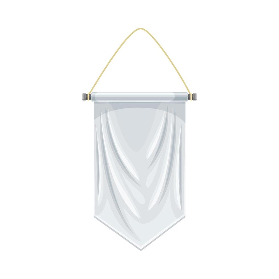 White hanging pennant. Blank fabric flag illustration vector