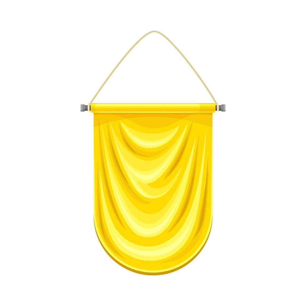 Yellow hanging pennant. Blank fabric flag, advertising banner illustration vector