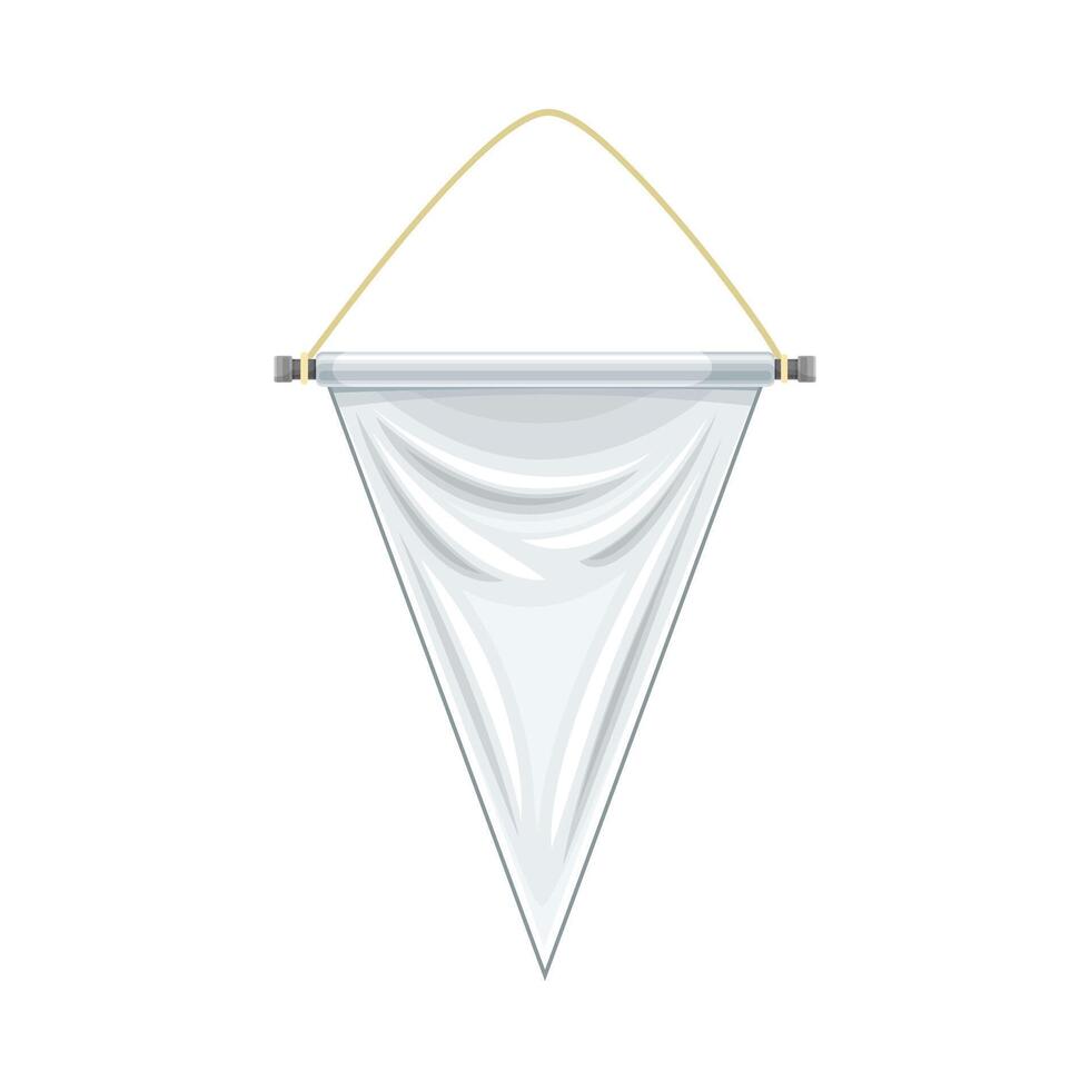 White hanging triangle pennant. Blank fabric flag, advertising banner illustration vector