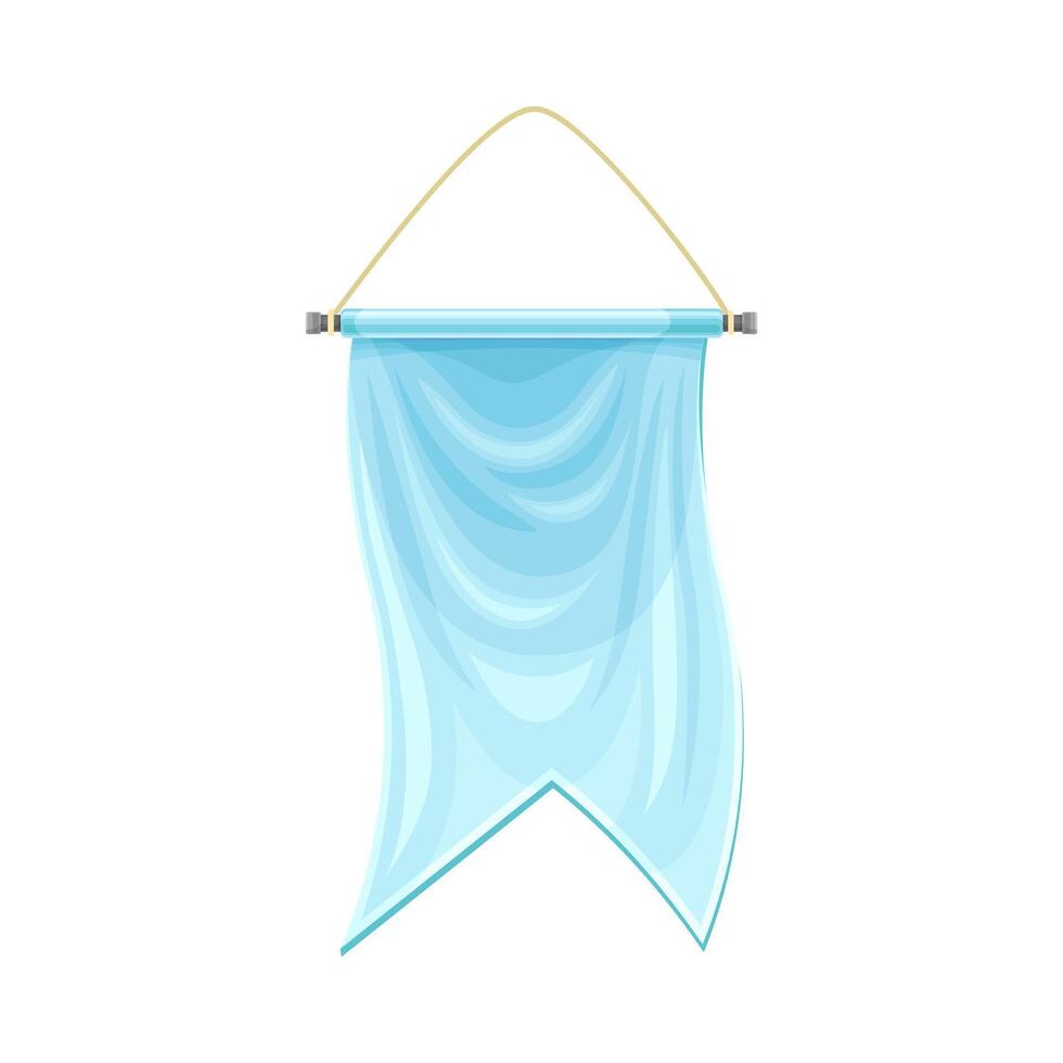 Light blue hanging pennant. Blank fabric flag, advertising banner illustration vector