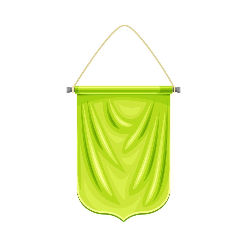 Green hanging pennant. Blank fabric flag, advertising banner illustration vector