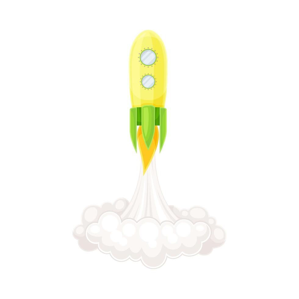 Yellow Rocket as Spacecraft with Engine Exhaust Launching in Space Illustration vector