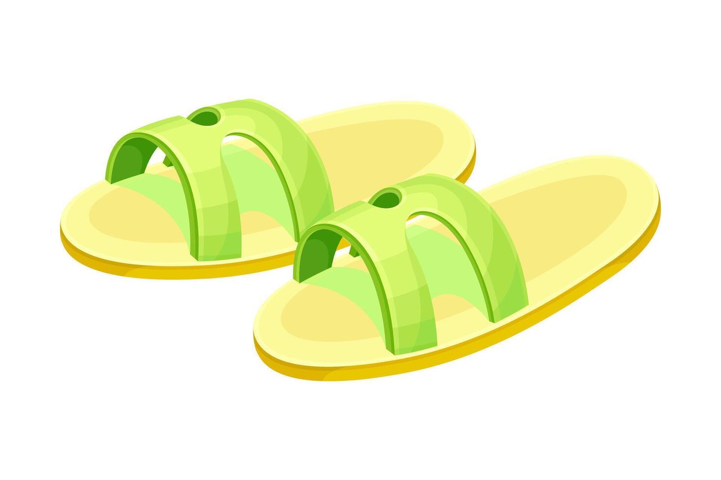 Pair of rubber slippers, comfortable footwear , flip flops shoes cartoon illustration vector